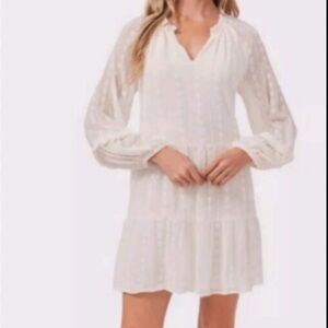 CeCe White Long Sleeve Dress